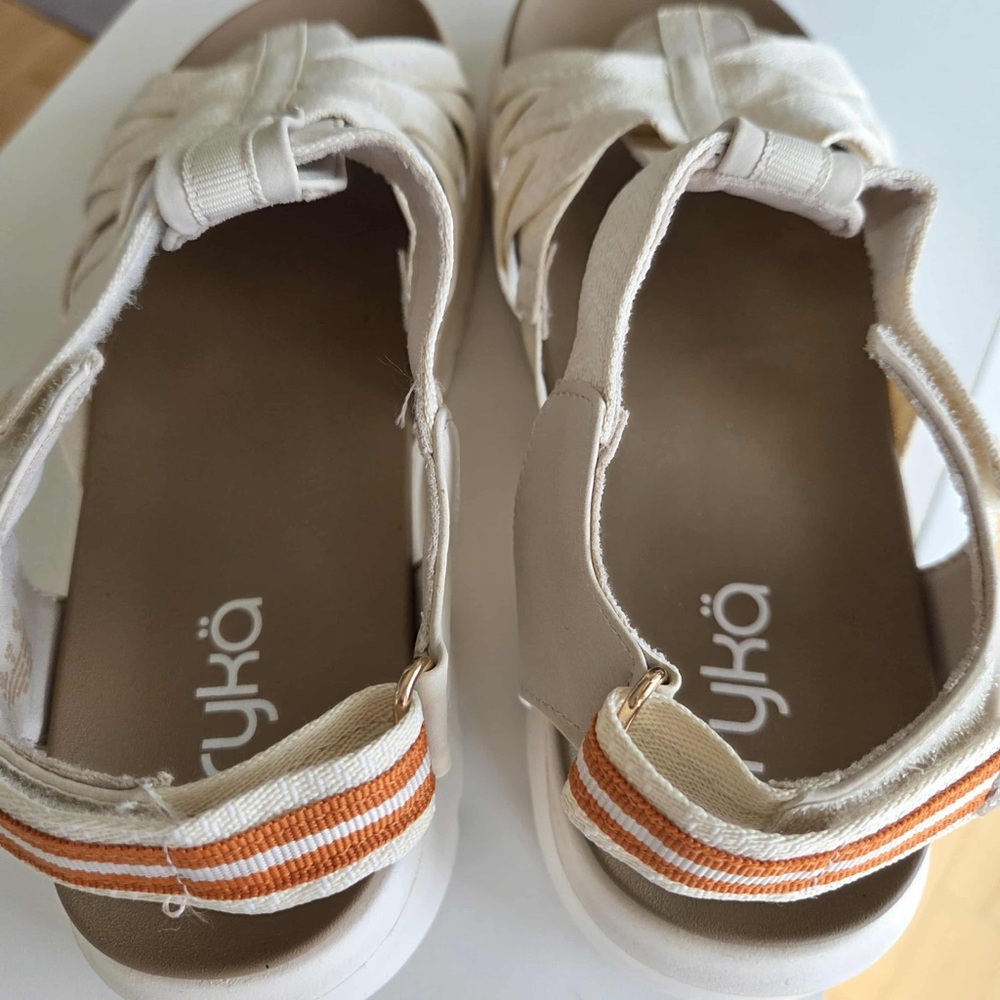Ryka Blissful Strappy Sandals Size 8.5 Whitecap Beige Stretch Fabric lightweight - Picture 7 of 10